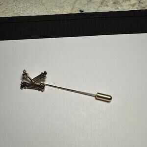 Letter / Initial K Monogram Lapel Stick Pin Gold Tone Metal